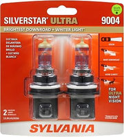 SYLVANIA 9004 SilverStar Ultra - High Performance Halogen Headlight Bulb, High Beam, Low Beam and Fog Replacement Bulb, Brightest Down Road with Whiter Light, Tri-Band Technology (Contains 2 Bulbs)