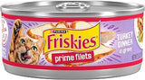 Purina Friskies Prime Filets Wet Cat Food, Turkey Dinner, (24) 5.5 oz Cans