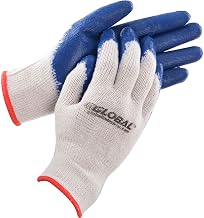Global Industrial Latex Coated String Knit Work Gloves, 10-Gauge, Dry Enviornment General Purpose Work Gloves with Latex Grip, Natural/Blue, Small, 1-Dozen