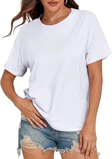 Womens Oversized T-Shirts Cotton Short Sleeve Workout Tops