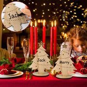 Cholemy Wooden Place Card Holders, 5.91 Inches Tall, Christmas Tree, Set of 12