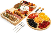 Bambusi Charcuterie Board Set, Bamboo Serving Tray with Utensils, Natural