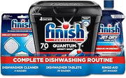 Finish Quantum Clean Bundle - Quantum Dishwasher Detergent Pods (70ct), Jet Dry Rinse Aid (23oz) for Residue & Hard Water, Dishwasher Cleaner (4ct) Deodorizer &Limescale Removal