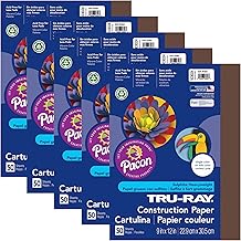 Tru-Ray Construction Paper, Dark Brown, 9" x 12", 50 Sheets Per Pack, 5 Packs