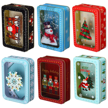 Landhoow Christmas Cookie Tins, 6 Pack, Multicolor Style 2
