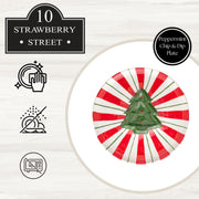 Peppermint Tree Chip & Dip Plate by 10 Strawberry Street – Large, Dolomite, Peppermint Red & Green, Model CDT-14-40-002-DS