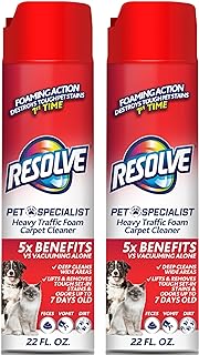 Resolve Pet Specialist Heavy Traffic Foam Carpet Cleaner, Pet Stain & Odor Remover, 22 oz Cans, 2 Pack