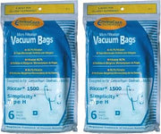12 Riccar Simplicity Type H Vacuum Bags, Canister Vacuum Cleaners, S13L, S14CL, S18, S24, S30, S36, S38, 1500