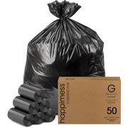 50-Count Unscented 42 Gal 3 Mil Contractor Trash Bags by happimess – 50 Count (Pack of 1), 42.0 gallons, LDPE, Black, Model HPM3000G-BLACK