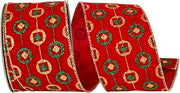 Reliant Ribbon Velvet Glitter Ornament Lines Wired Edge, Red, 2-1/2 Inch, 10 Yards