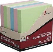 AbilityOne 4850731 Skilcraft Self-Stick Plain Note Pad, Assorted Pastel, 3" x 3"