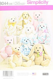 Simplicity US8044OS Children's Stuffed Animal Toy Sewing Pattern, One Size