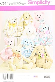 Simplicity US8044OS Children's Stuffed Animal Toy Sewing Pattern, One Size