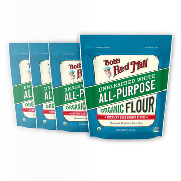Organic All Purpose Unbleached Flour by Bob's Red Mill – 48 Ounce (Pack of 4), Pack of 4