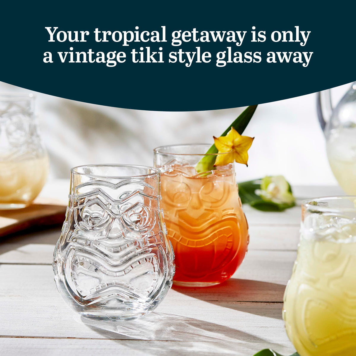 Libbey Tiki Faces / 4 Count (Pack of 1) / Tiki Mixed Drinkware Sets