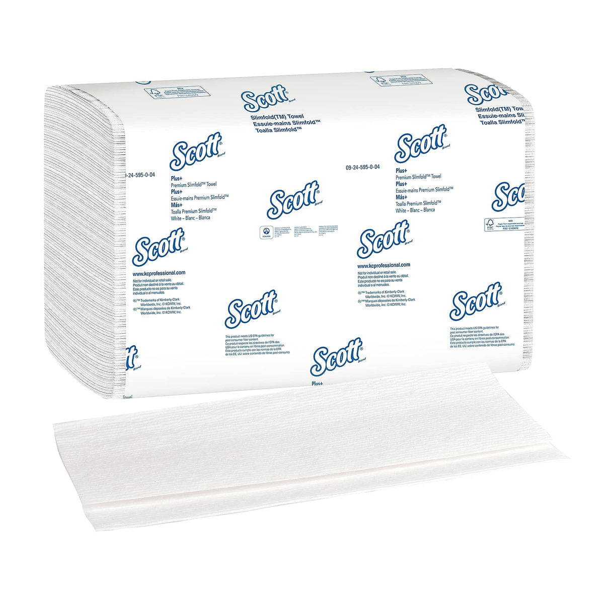 Kimberly-Clark Professional Slimfold Hand 1-Ply Paper Towels - 90 Towels per Pack / 24 Packs by Kleenex – Towel 7-1/2 x 11-3/5, Paper, White, Model KCC04442