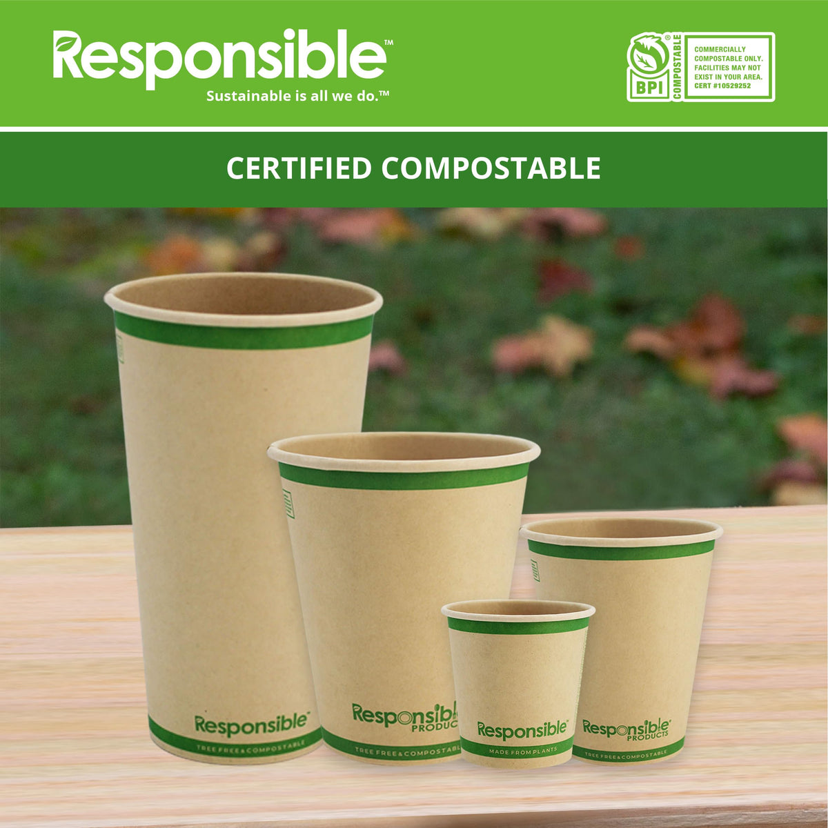 20 oz Paper Hot Cups by Responsible Products – 20 oz (1000 Count), 20.0 fluid_ounces, Paper, Natural Brown, Pack of 1000