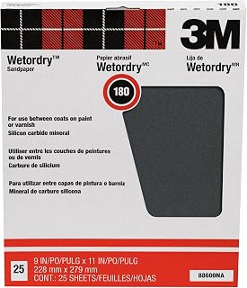 3M Wet or dry Sanding Sheets, 180C-Grit, 9-in by 11-in, 25-Pack