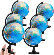 Henoyso 6 Pcs World Globe for Kid 4.6'' Earth Globes with Black Stand | Educational Mini Desk Decorative, Learning Rotating World Map, for First Day of School Gifts, Geography Classroom Table Decor