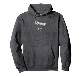 Curtis Vikings Above Small Heart Pullover Hoodie by Curtis Vikings Official High School Gear – Polyester, Blue, Model G40AK7KX3QT