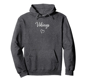 Curtis Vikings Above Small Heart Pullover Hoodie by Curtis Vikings Official High School Gear – Polyester, Blue, Model G40AK7KX3QT