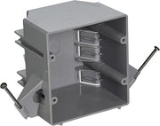Hubbell-Raco 7835RAC 2-29/32-Inch 2 Gang Non-Metallic Cable Electrical Box with (8) NMSC Clamps and (2) Captive Nails, 4-Inch x 3-1/2-Inch