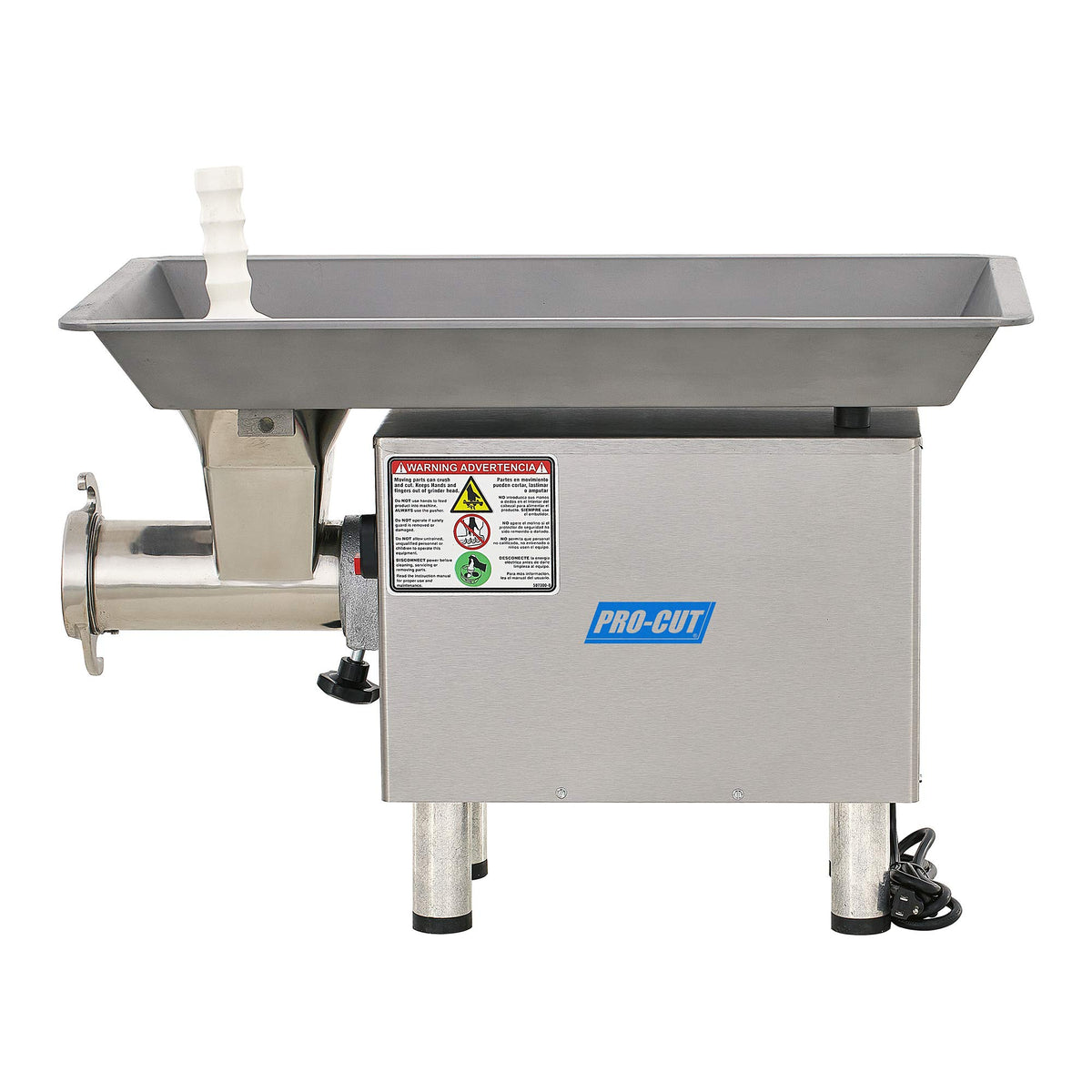 1 HP Motor 110V, 1 Phase, Stainless Steel Cabinet, HEADSTROCK, Auger and PAN, 1,700+ LBS/HR Grinding Capacity, Robust Headstock with Permanent AFFIXED Safety Guard. by PRO-CUT –