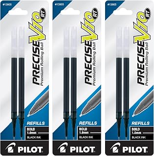 PILOT Precise V10 RT Ink Refills for Bold Retractable Pens, 1.0 mm, Black Ink, 3 Pack