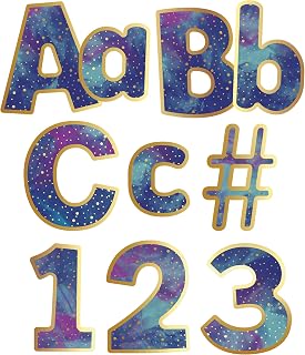 Carson Dellosa 219-Piece Galaxy Cutout Letters, 4" Marble and Gold Dot Upper and Lowercase Alphabet, Numbers, Punctuation, and Symbols for Bulletin Board, Posterboard, Party, and Classroom Decor