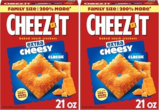 Cheez-It Cheese Crackers, Baked Snack Crackers, Lunch Snacks, Family Size, Extra Cheesy, 21oz Box (1 Box) (Pack of 2)