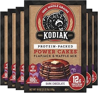 Kodiak Cakes Protein Pancake Power Cakes, Flapjack and Waffle Baking Mix, Dark Chocolate, 18 Ounce (Pack of 6)