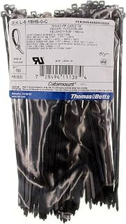 Thomas & Betts L-6-18HS-0-C Mini Cable Tie, Indoor/Outdoor, UV Black Nylon, 6.3-Inch (100-Pack)