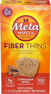Special Pack of 10 METAMUCIL FIBER THINS CINNAMON.77oz, 12 per pack