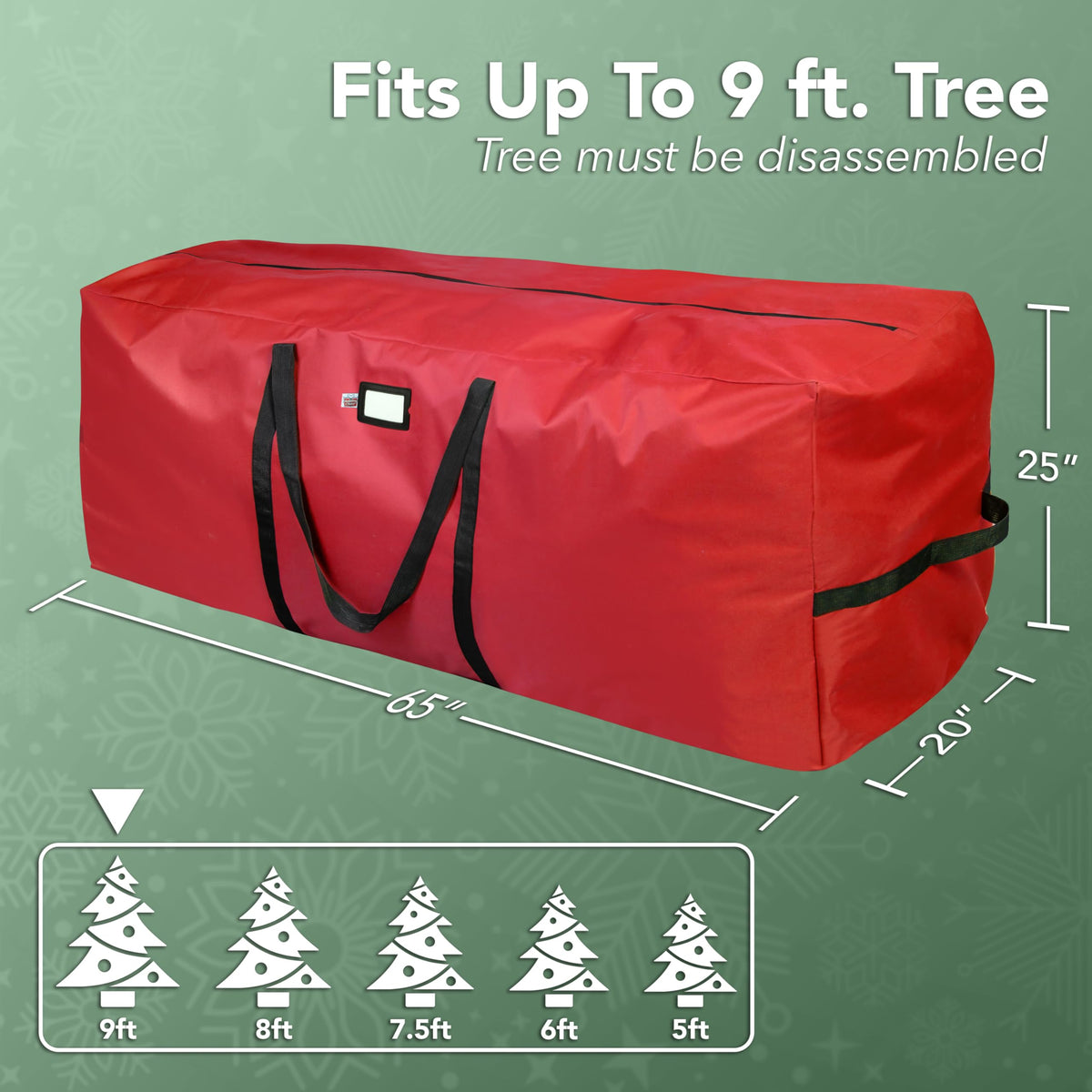 Holiday Cheer Artificial Tree Bag, Fits 9 Foot Tree, Red