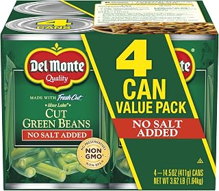 Del Monte Cut Blue Lake Green Beans With No Added Salt 14.5 Oz,(Pack of 4)