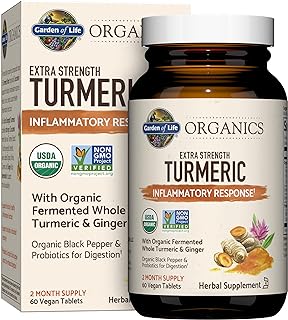 Garden of Life Organics Extra Strength Turmeric Supplement, 60 Tablets