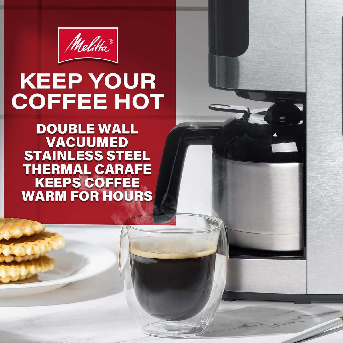 Aroma Tocco Thermal 8-Cup Drip by Melitta – 8 Cups, Plastic, Black and Stainless Steel, Model COFFEE MAKER
