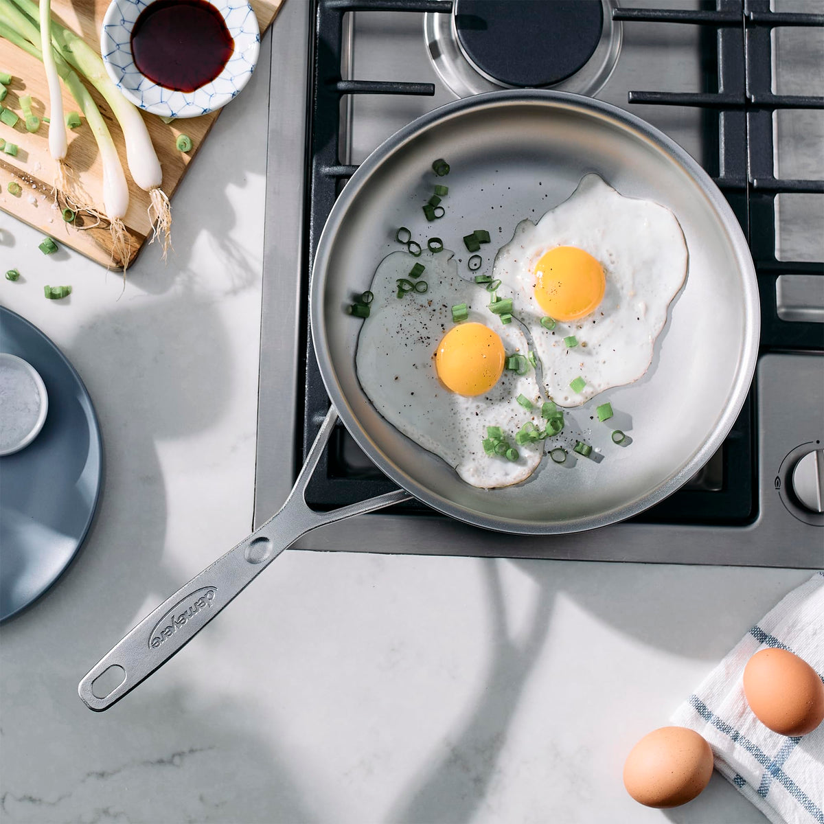 Industry 5 Nanotouch 9.5 Inch Fry Pan by Demeyere – 9.5-inch, 5-Ply Stainless Steel, Stainless Steel, Model 1034626