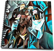 Memory Book 12 x 12 inch - Three Men Playing Cards Geometric Art After Rockline Acrylic Art - Card Players