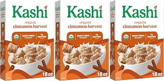 Kashi Breakfast Cereal, Organic, Whole Grain, Cinnamon Harvest, 18oz Box (1 Box) (Pack of 3)