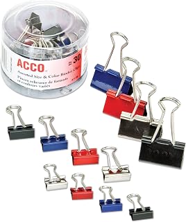 ACCO Brands ACCO Binder Clips, Assorted Sizes, Assorted Colors, 30 Clips / Tub (A7071130)