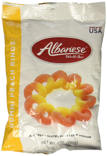 Gummy Peach Rings by Albanese – 7 Ounce (Pack of 1), Peach, Model PL-ECZO-6U4V