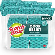 Scotch-Brite Odor Resist Heavy Duty Scrub Sponge, Dishwasher-Safe Kitchen sponges for Serious Scrubbing, Multipurpose Dish Sponge for Stuck-On Messes, 6 Scrubbing Sponges