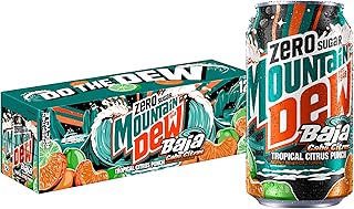 Mountain Dew Baja Cabo Citrus Zero Sugar 12 Fl Oz Cans (Pack of 12)