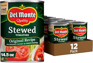 Del Monte Canned Stewed Tomatoes with Onions, Celery & Green Peppers, 14.5 oz, (Pack of 12 Cans)