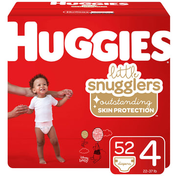 Little Snugglers Baby Diapers by HUGGIES – 52 Count (Pack of 1), Rubber, White