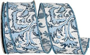 Reliant Ribbon Filigree Azul Glittered Deluxe Wired Edge, Blue, 2-1/2 Inch, 10 Yards