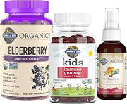 Garden of Life Immune Support Bundle: Organics Elderberry Gummies with Echinacea, Zinc 120 Count + Kids Immune Gummy 60ct - Cherry + Organics Vitamin C Spray 2 Fl Oz - Orange Tangerine