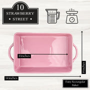 Daisy Rectangular Baker by 10 Strawberry Street – 112 oz, 112.0 fluid_ounces, Stoneware, Pink, Model DS-PFL-40-63-003