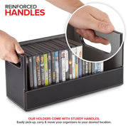 DVD Storage Box by Stock Your Home – 3 Count Pack of 2, Faux Leather, Black 6 Pack, Pack of 6, Model SYH-2007-QV-3CT